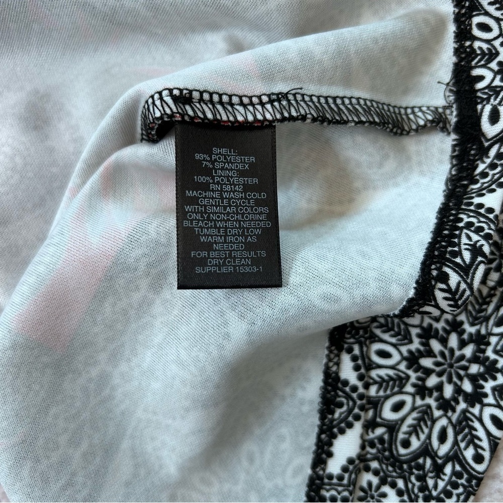 Liz Claiborne Red White Black Mosaic Floral Midi Dress Sleeveless Size 10 Spring - Picture 4 of 10